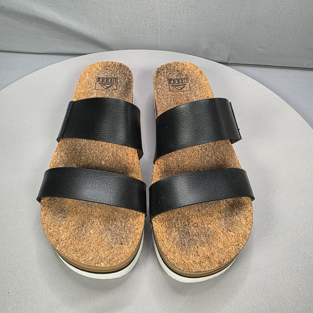 Reef Cushion Vista Hi Platform Sandals Womens Size 11 Black Comfort Casual Slide